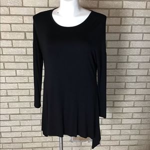 RDL black long sleeve flare stretch knit top size 1X.
